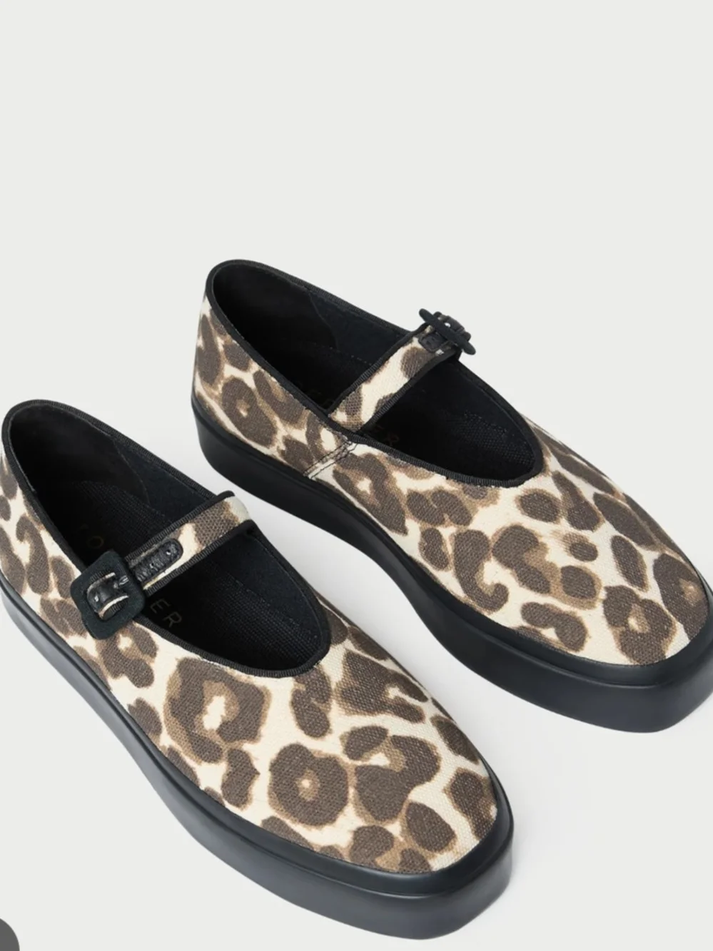 Loeffler Randall Leopard Print Mary Jane Flats with Black Platform